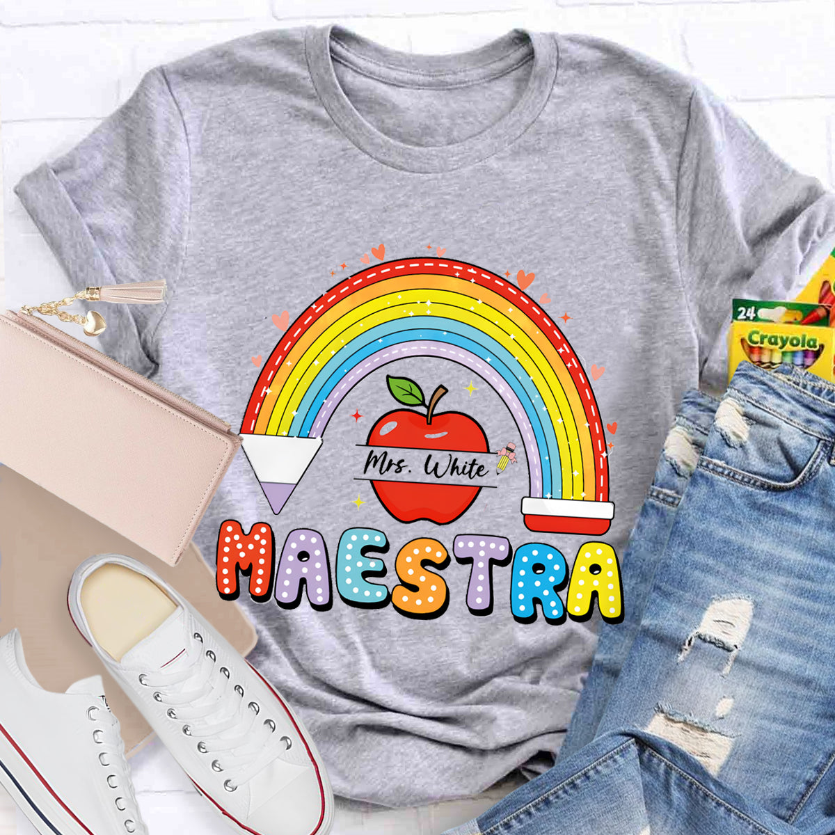 Personalized Name Mrs.White Teacher T-Shirt