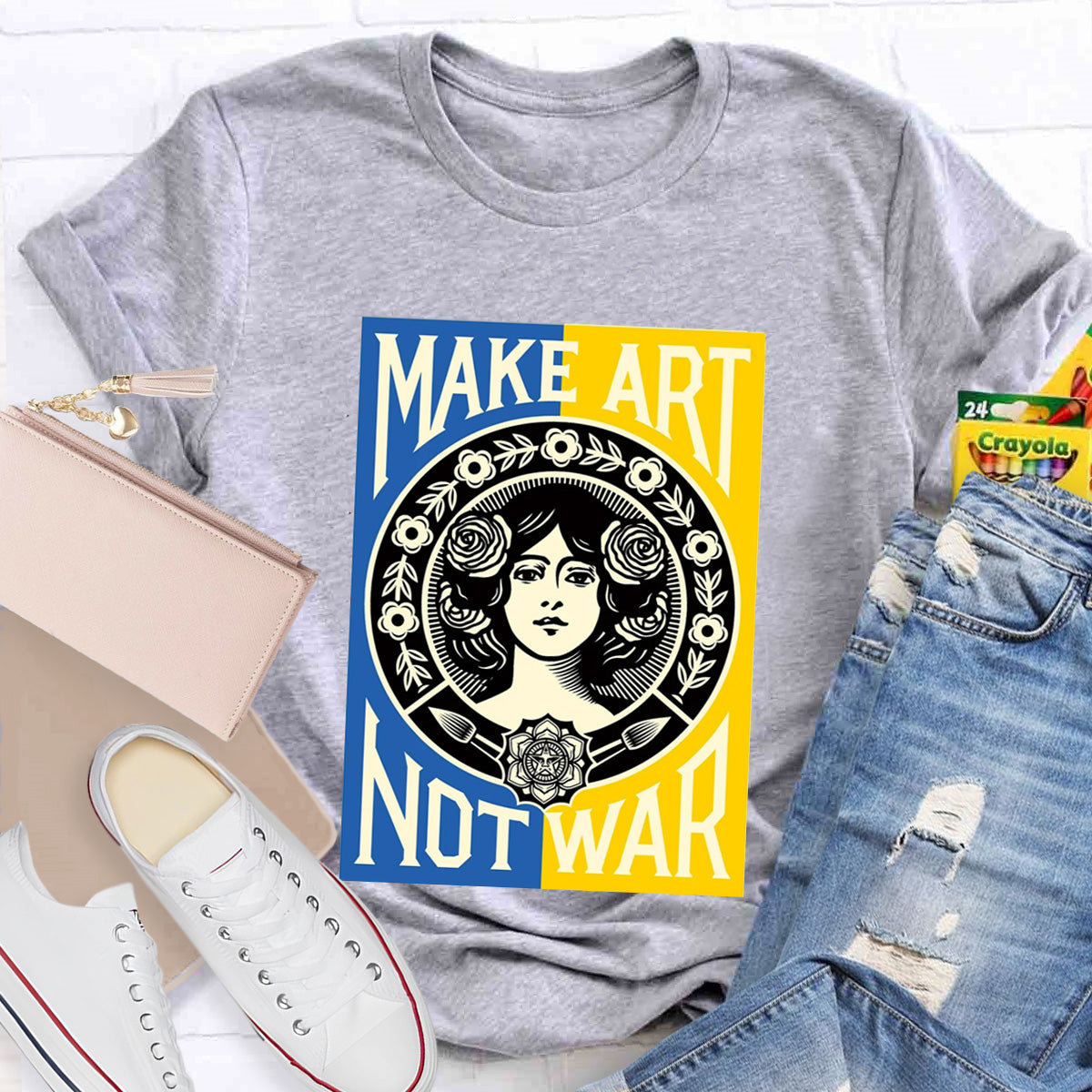 Make Art Not War Teacher T-Shirt