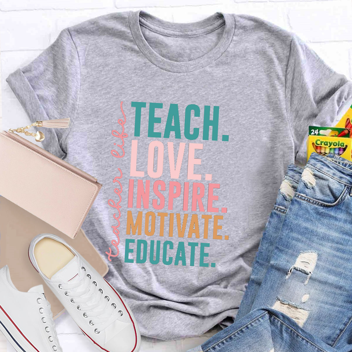 Teacher life Teach Love Inspire Motivate Educate Teacher T-Shirt