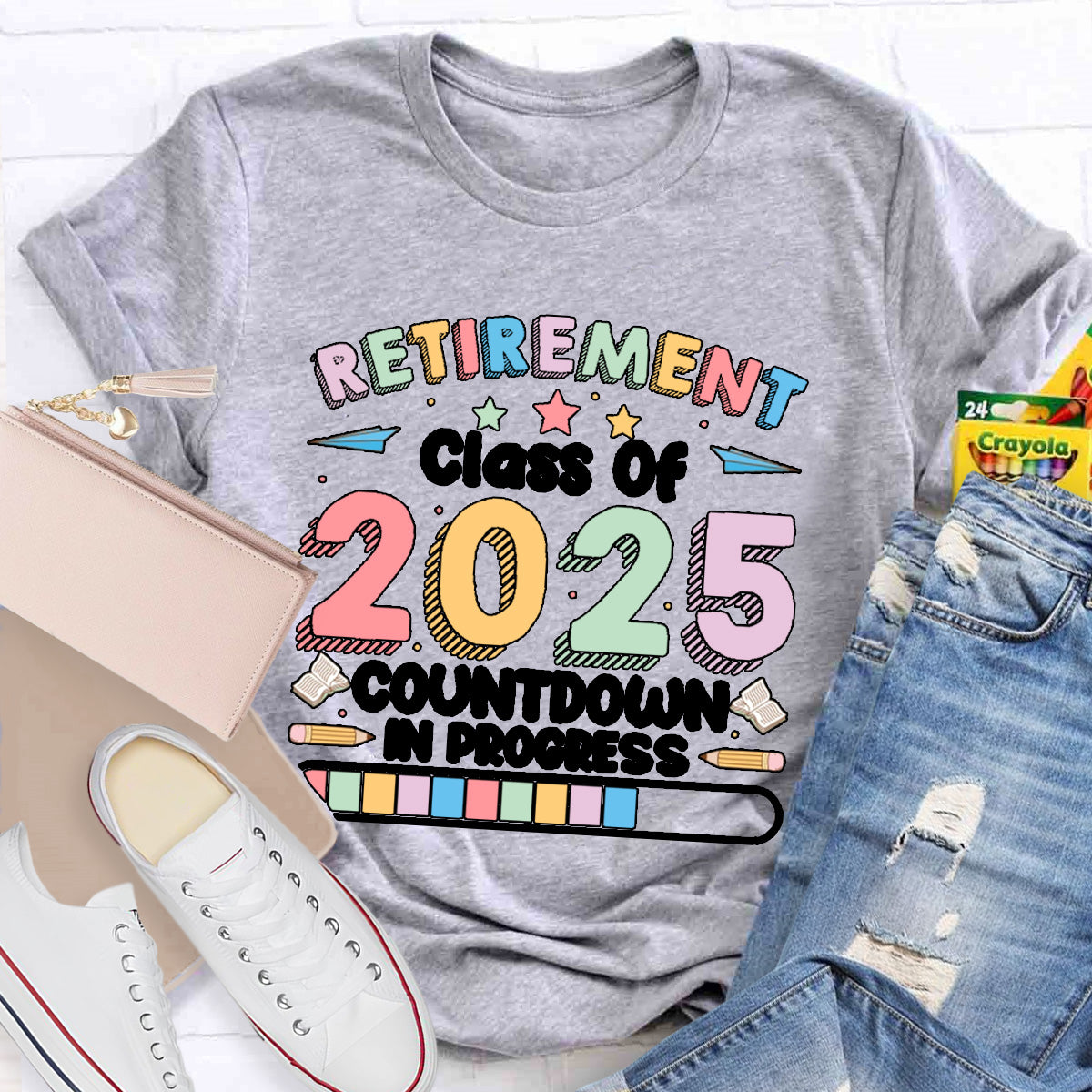 Personalized Year Countdown In Progress Teacher T-Shirt