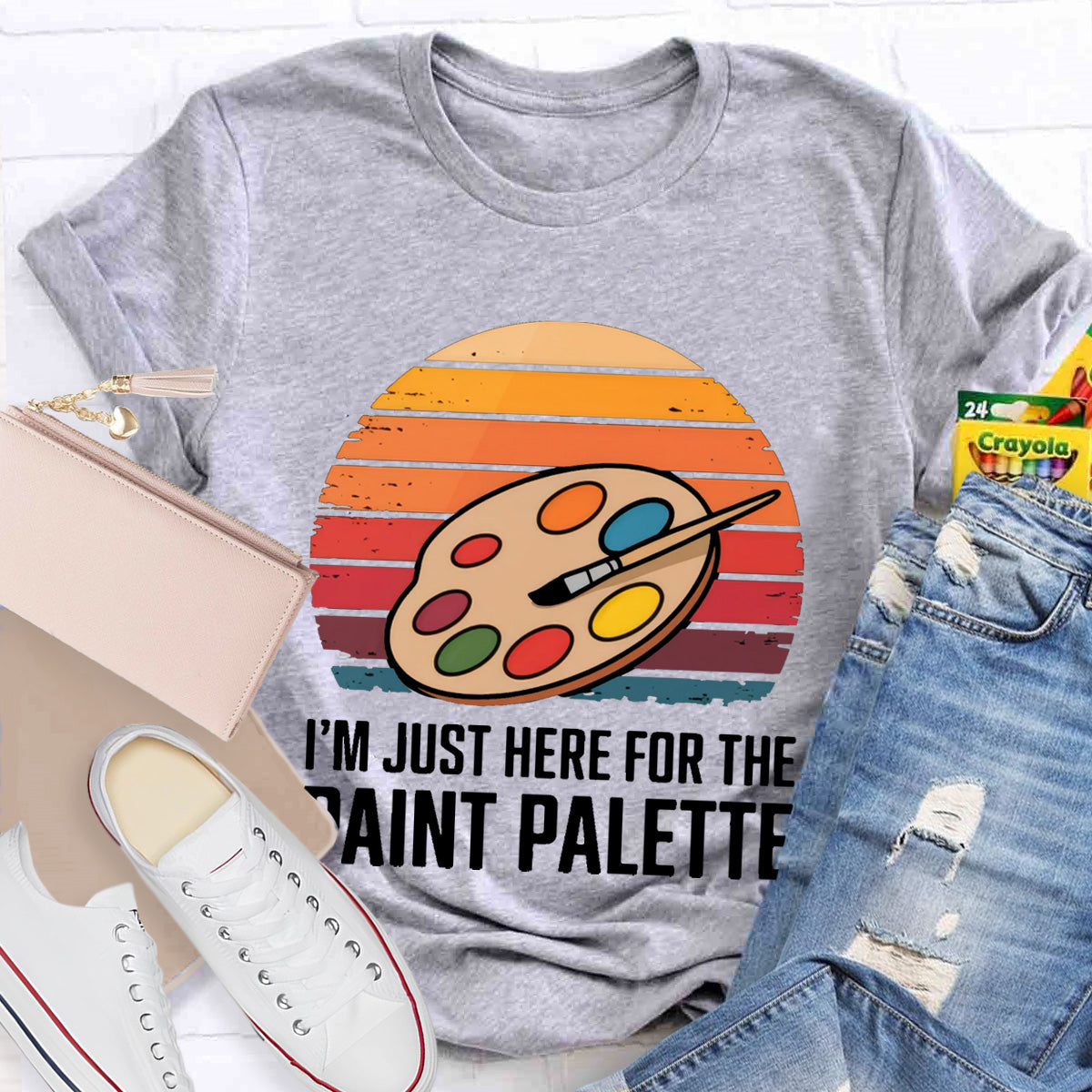 I'M Just Here For The Paint Palette Art Teacher T-Shirt