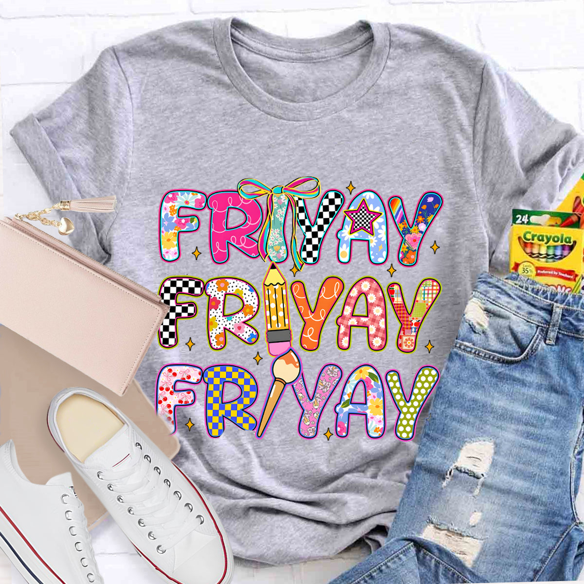 Friyay Star Pencil Teacher T-Shirt