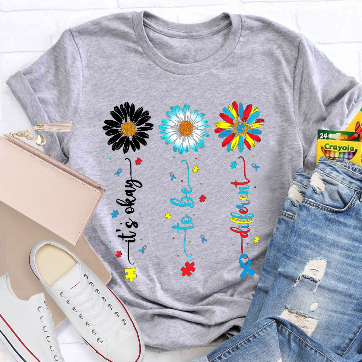 It's OK To Be Different Flower Teacher T-Shirt