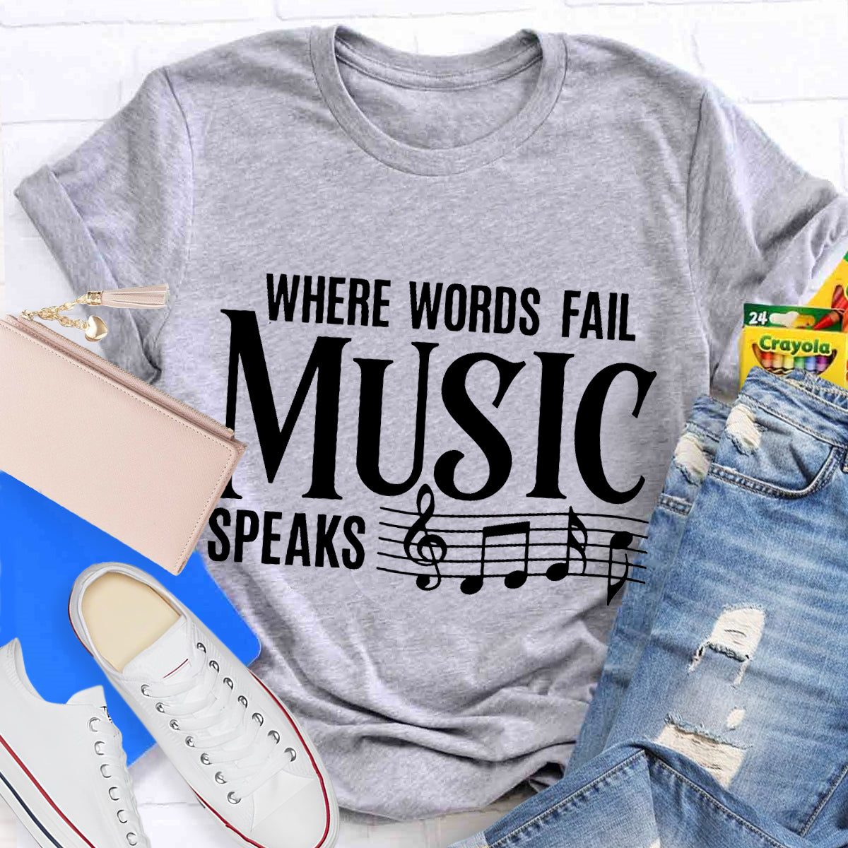 Where Words Fail Music Speaks Teacher T-Shirt