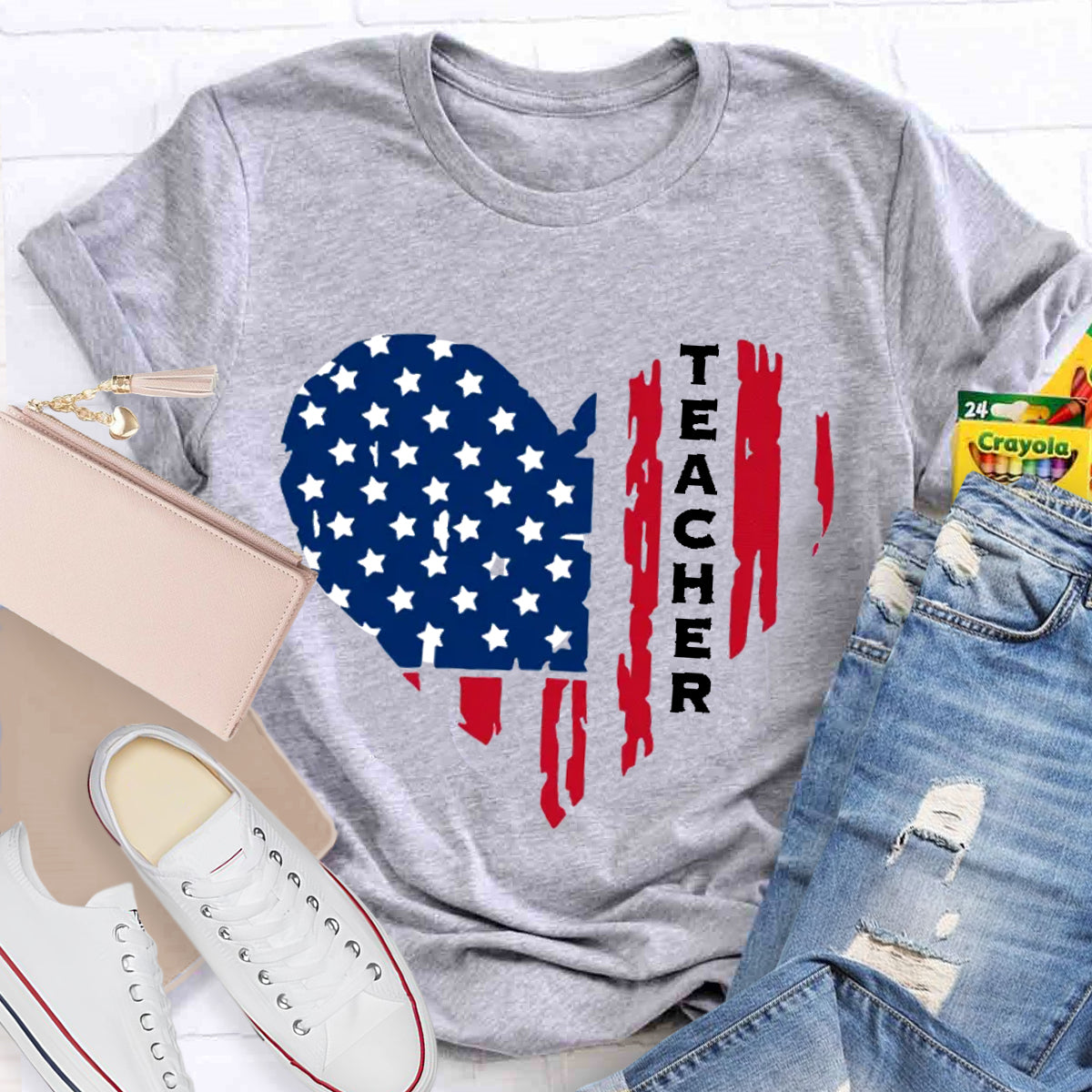 American Teacher Heart Teacher T-Shirt