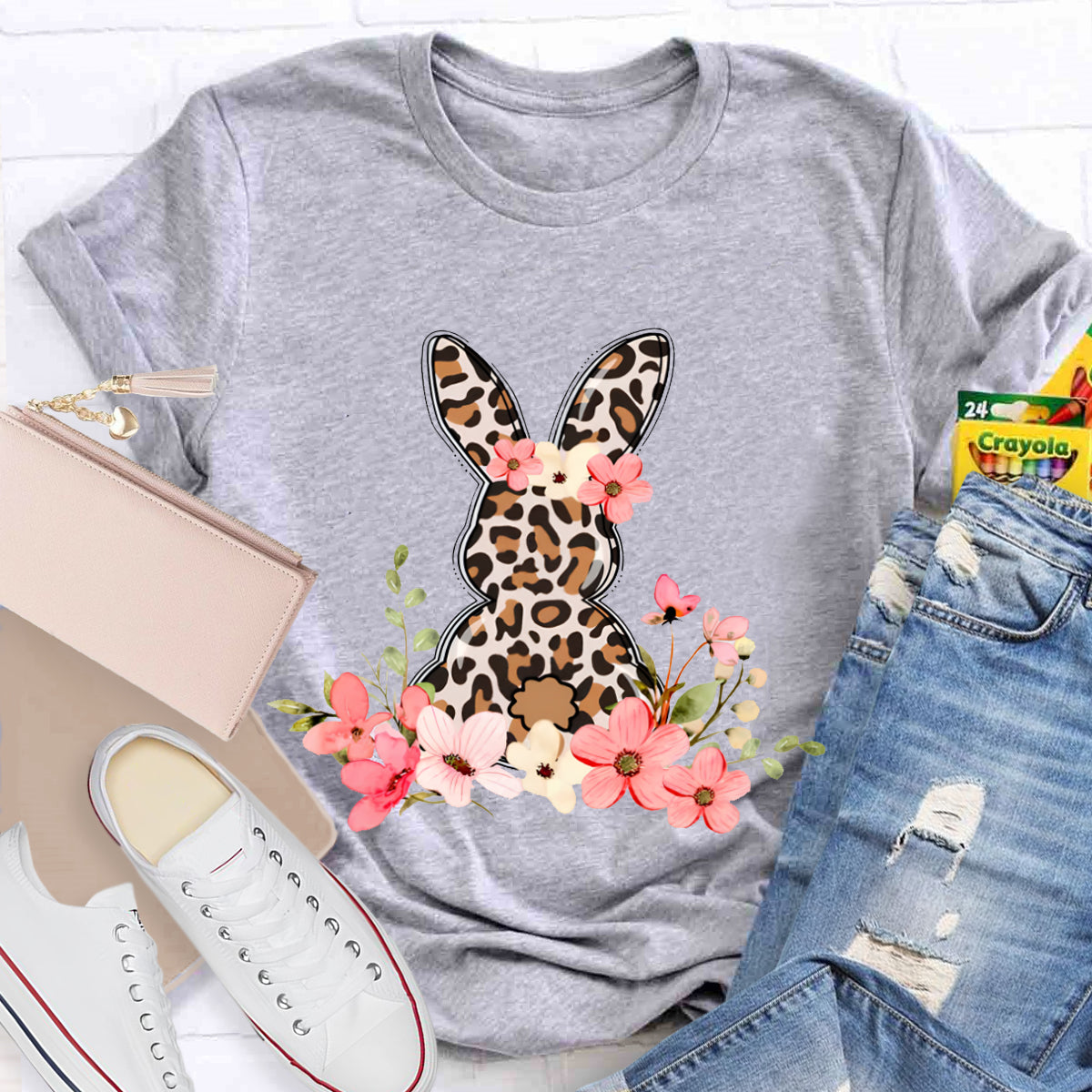 Leopard Bunny Teacher T-Shirt