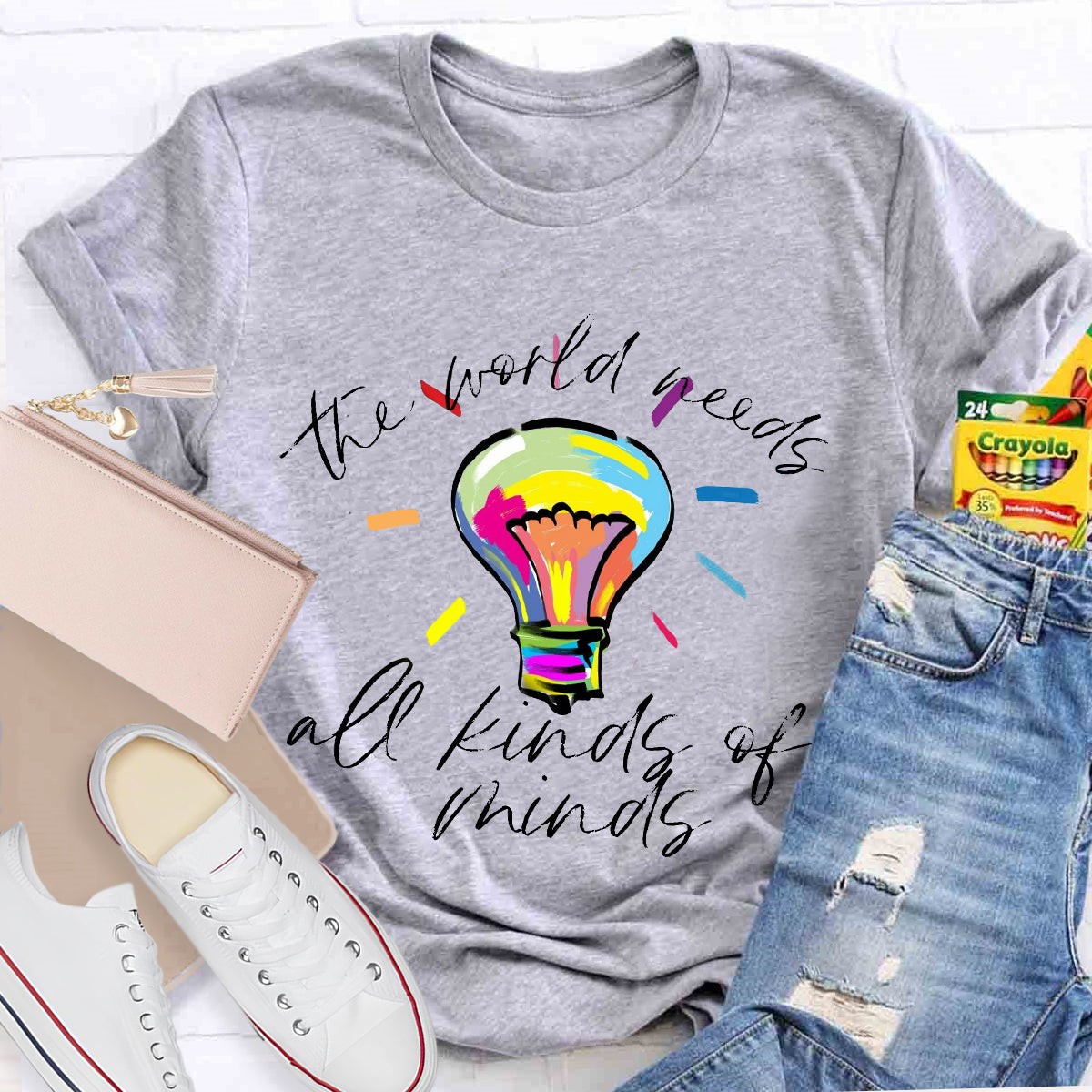The World Needs All Kinds Of Mind Light bulb T-Shirt