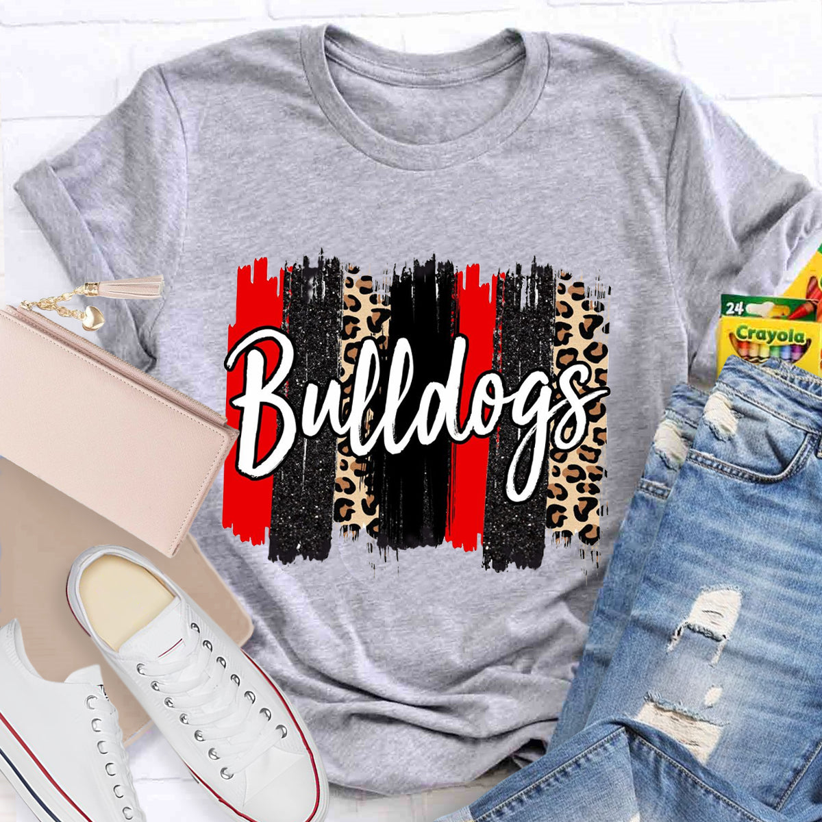 Personalized Team Mascot Red Leopard Teacher T-Shirt