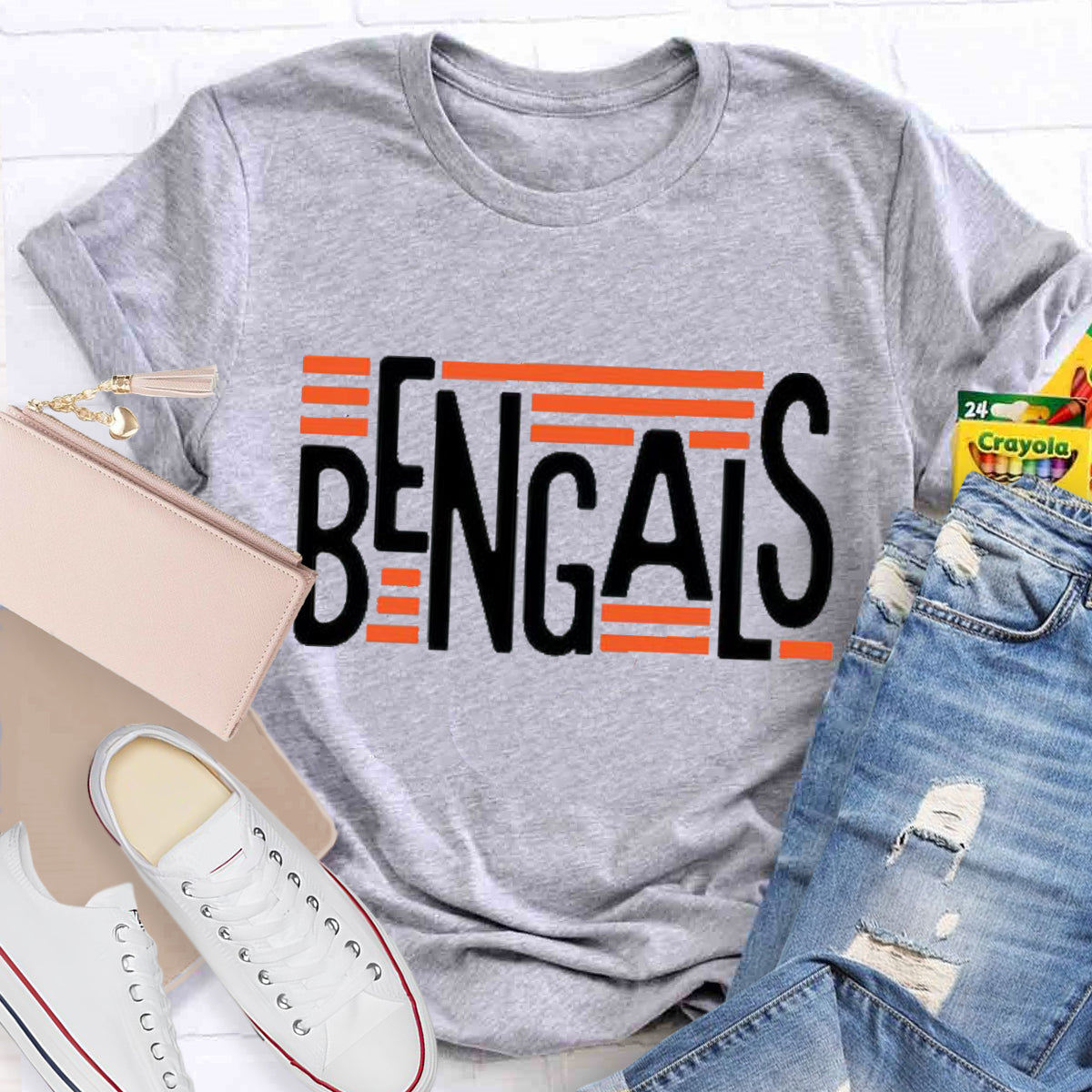 Personalized Mascot Bengals Black Letters Teacher T-Shirt
