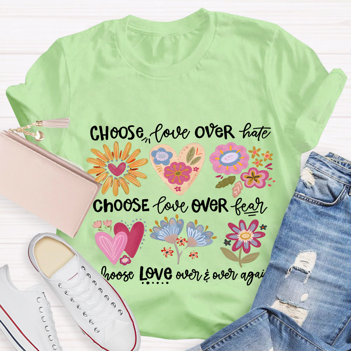Choose Love Over Hate Teacher T-Shirt