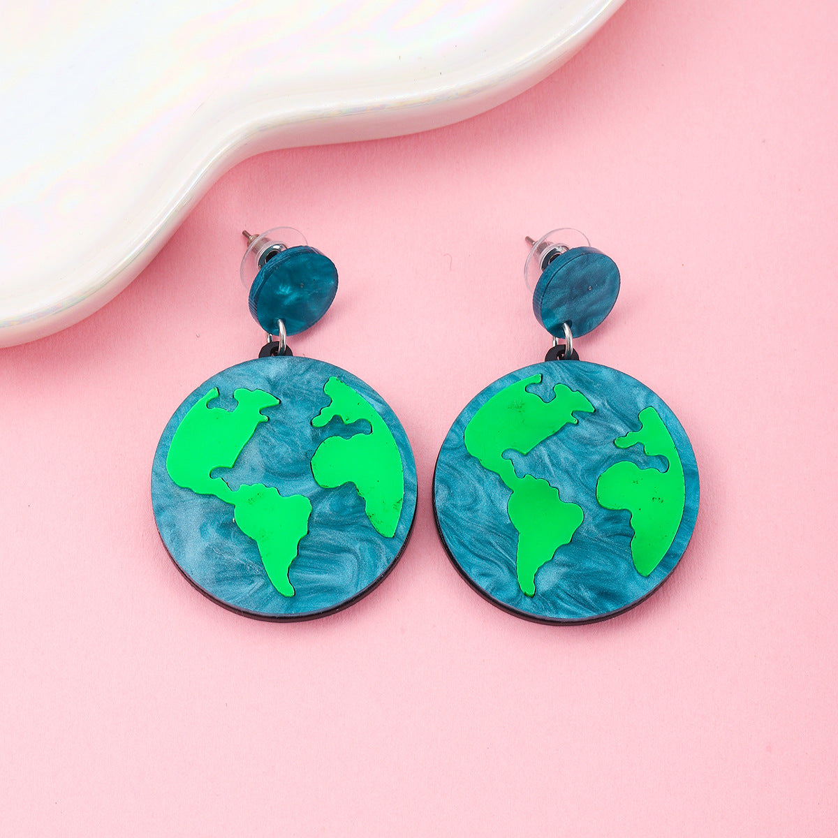 Earth-Friendly Glitter Acrylic Round Earrings For Women