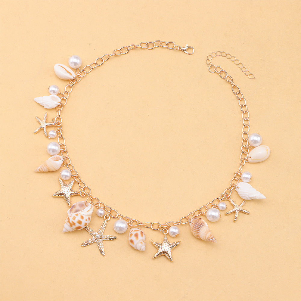Bohemian Beach-Style Seashell & Conch Pendant Necklace And Bracelet Set