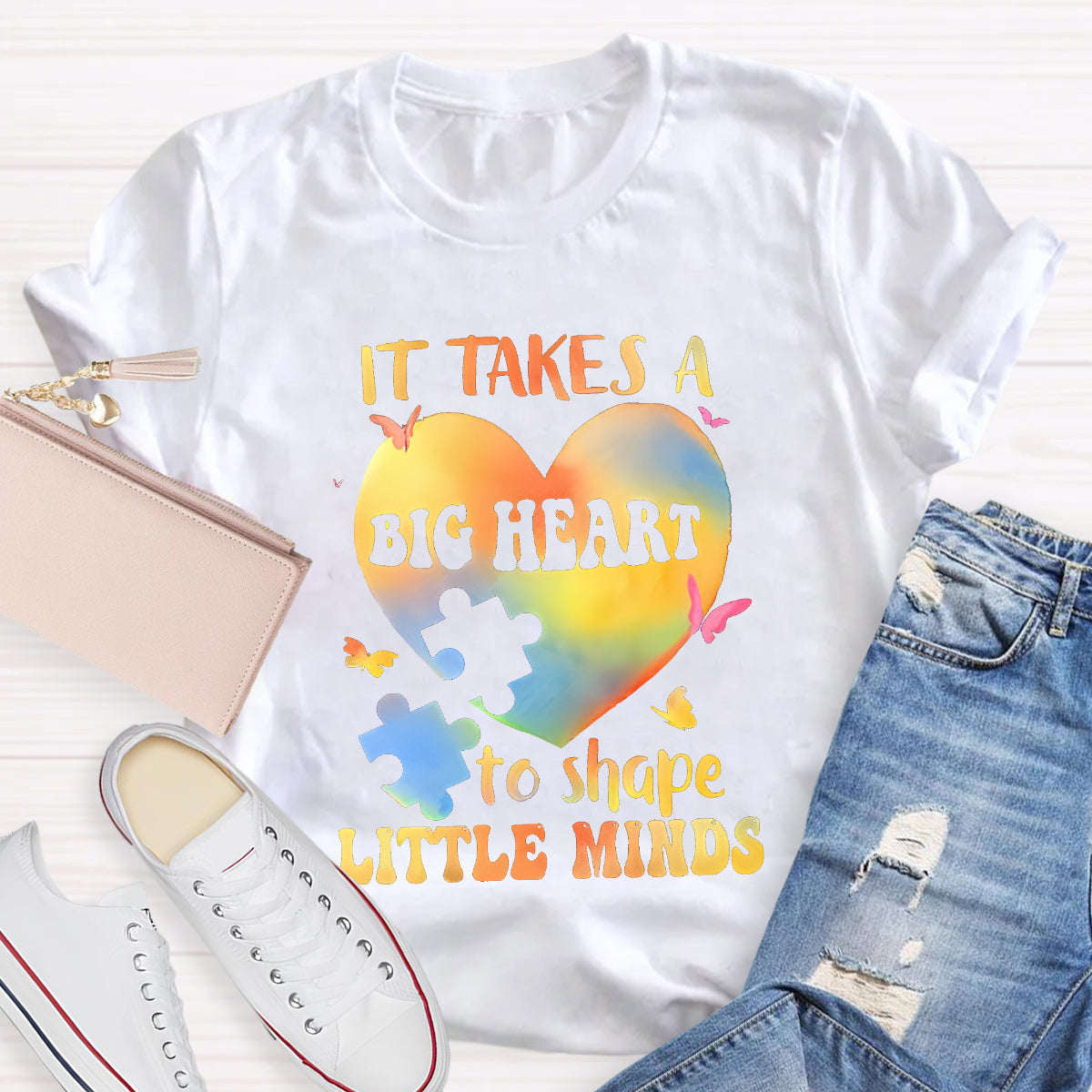 It Takes A Big Heart To Shape Little Minds Teacher T-Shirt