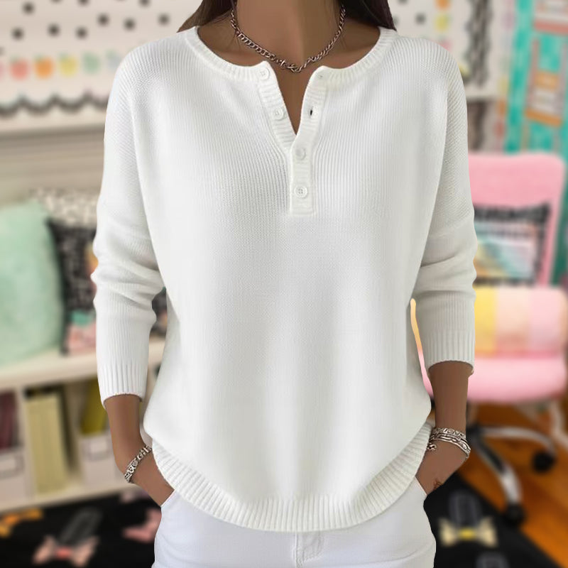 Women’s Cozy Knit V-Neck Button Sweater