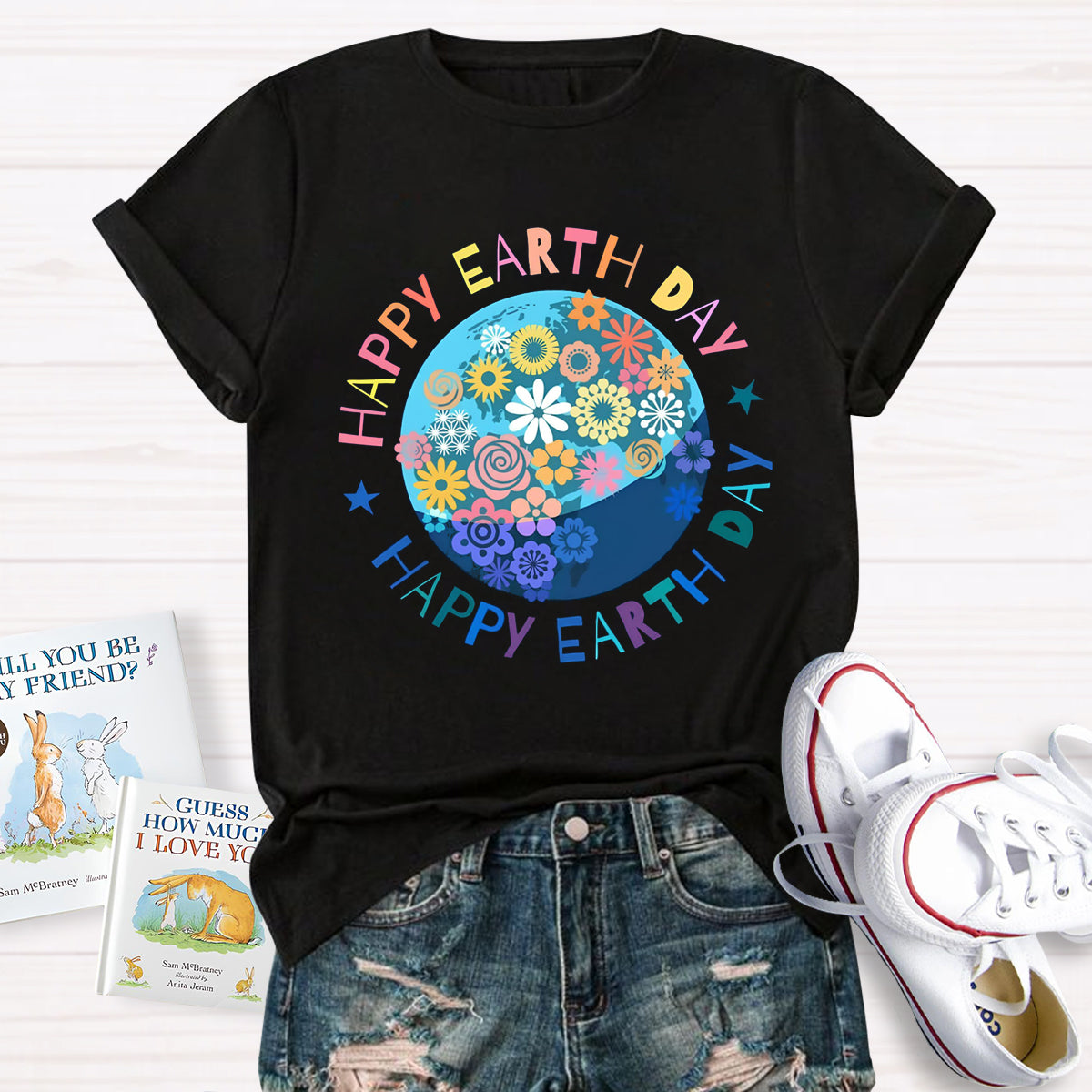 Happy Earth Day Floral Earth T-Shirt