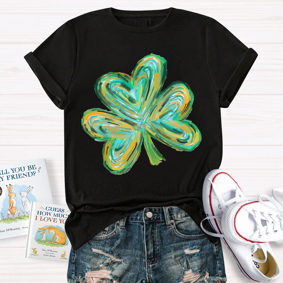 Colorful Clover St Patrick's Day Teacher T-Shirt