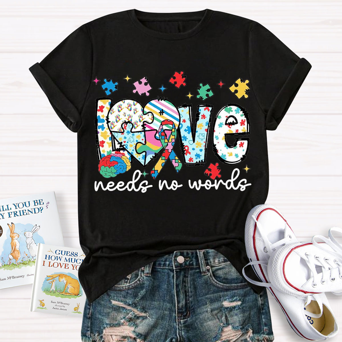 Love Needs No Words Autism Teacher T-Shirt