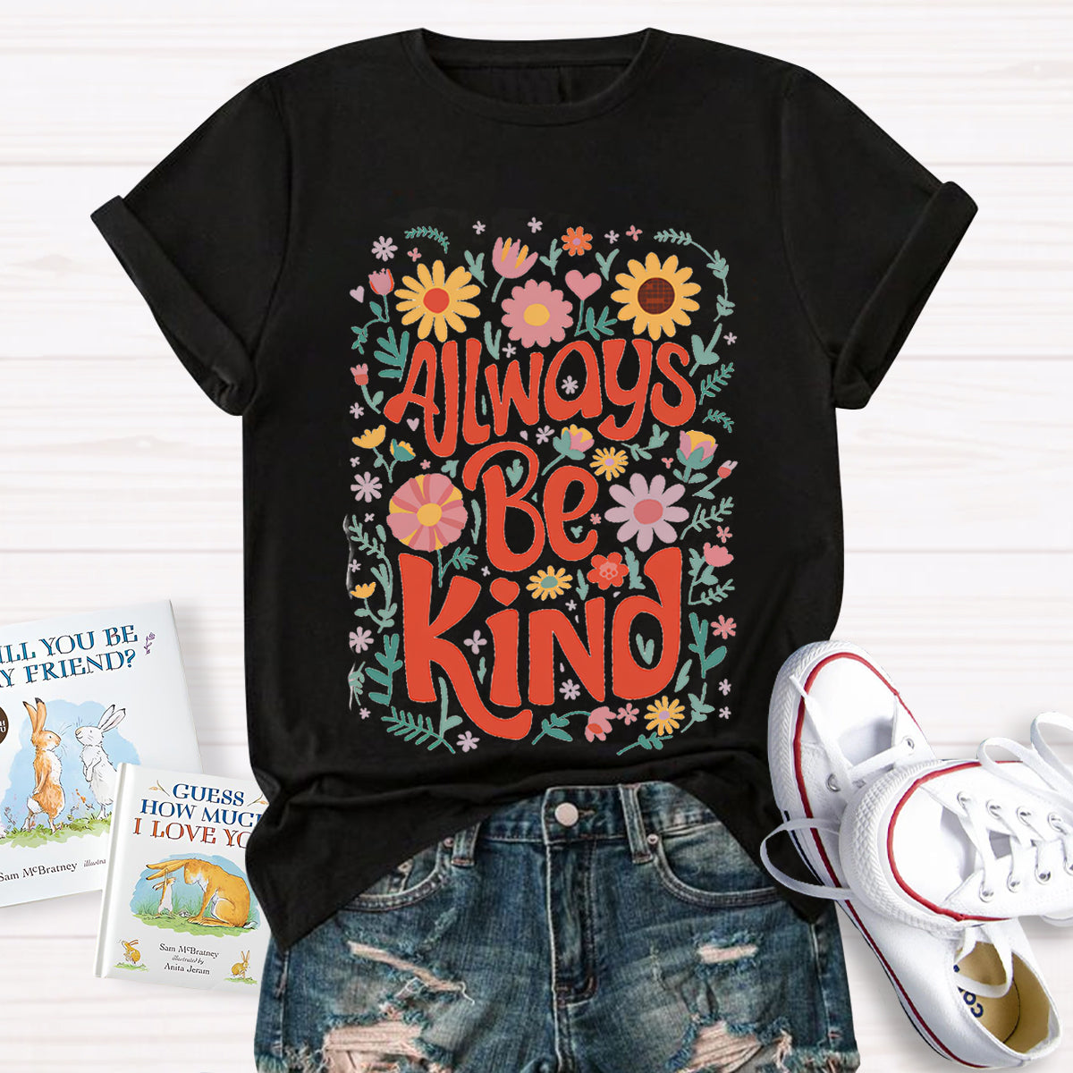 Always Be Kind Floral Teacher T-Shirt