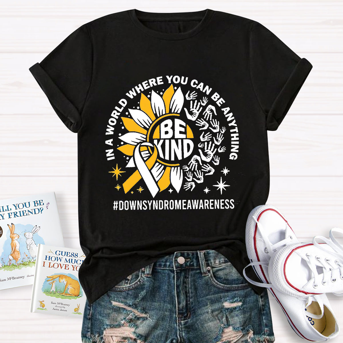 Be Kind Down Syndrome Awarenes Teacher T-Shirt