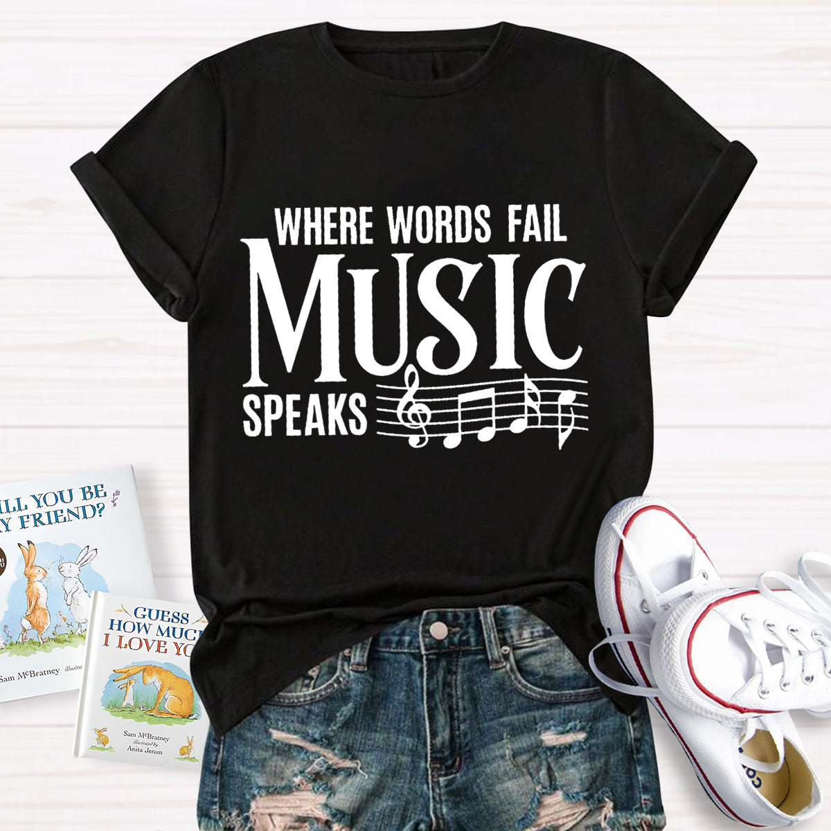 Where Words Fail Music Speaks Teacher T-Shirt