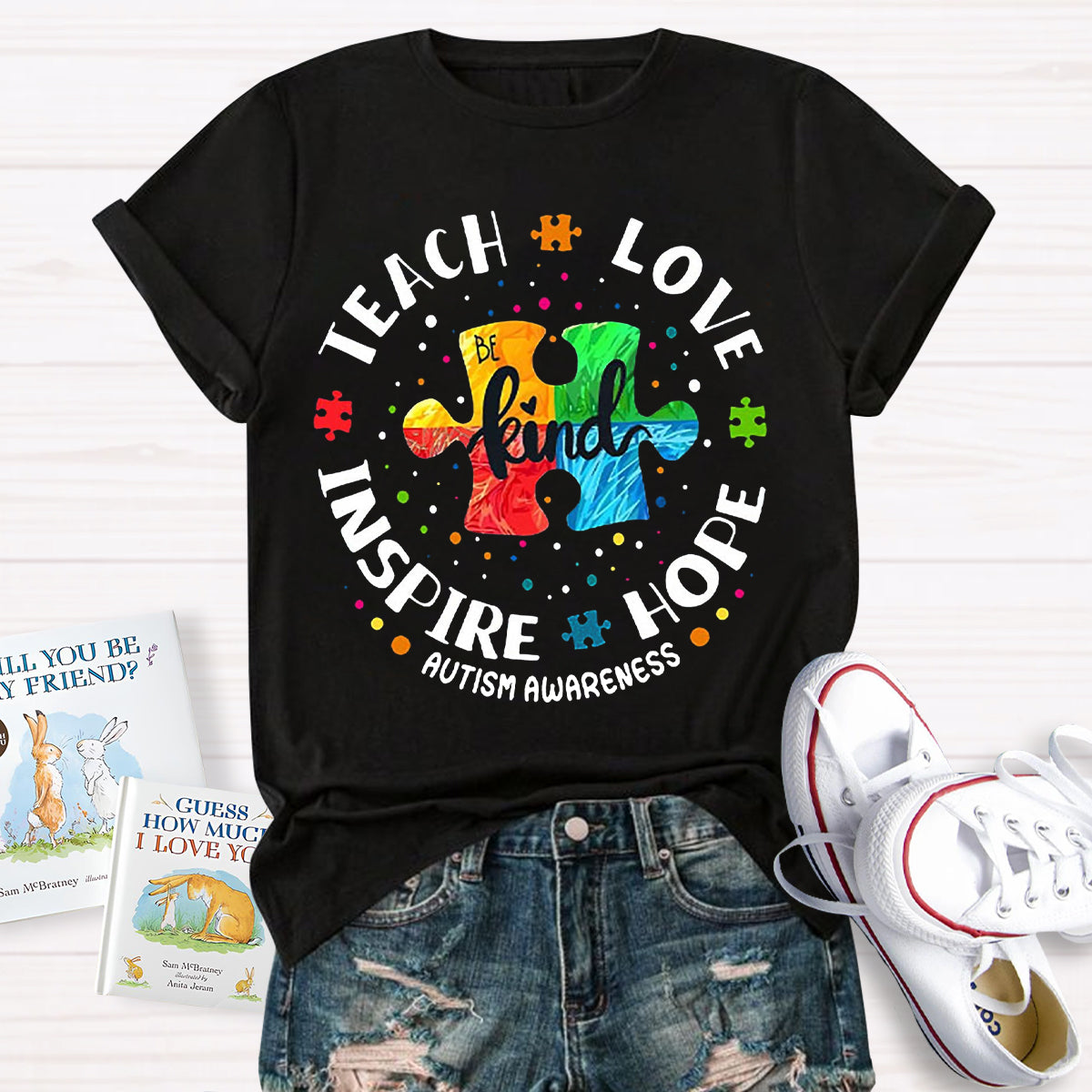 Teach Love Hope Inspire Be Kind Autism Awareness T-Shirt