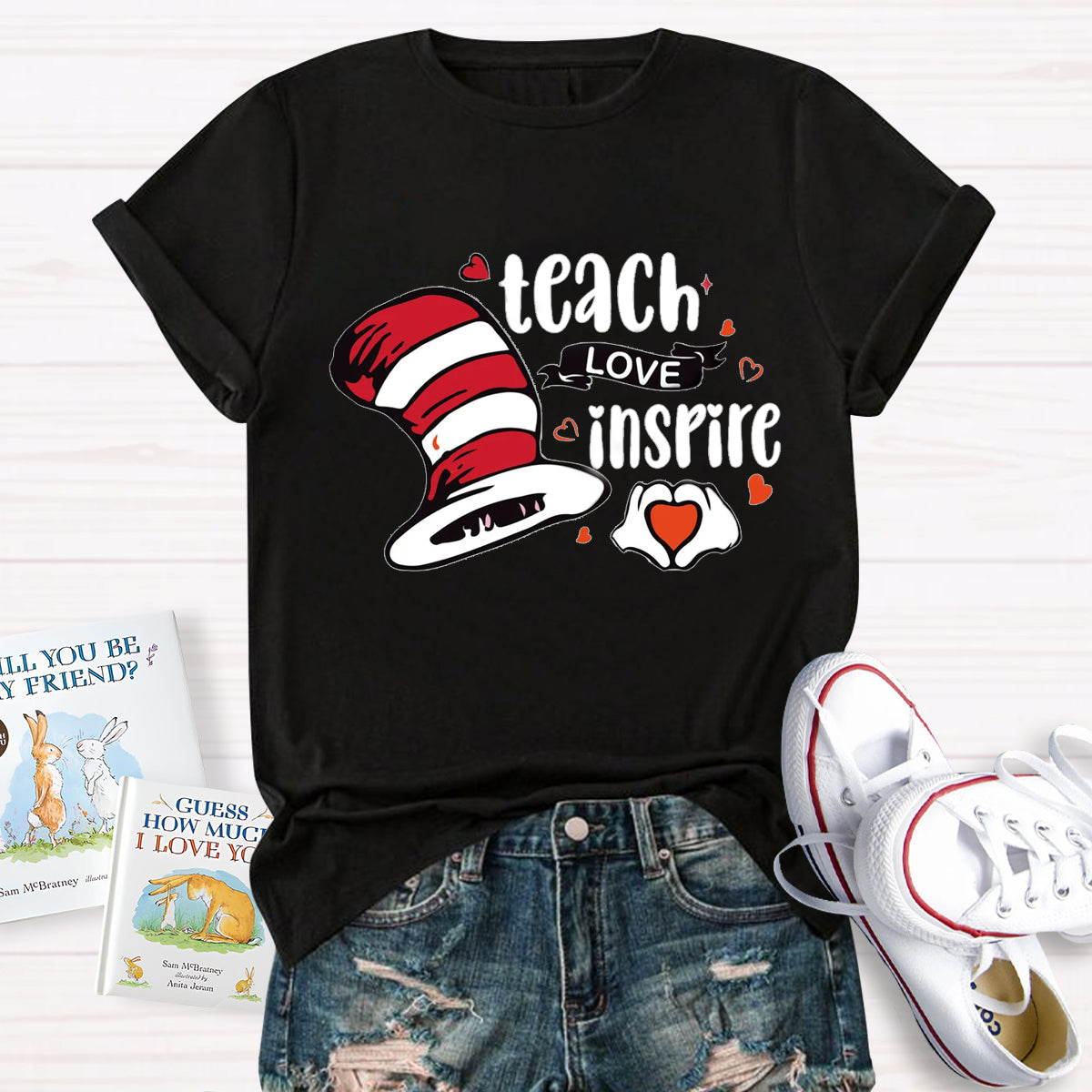 Teach Love Inspire Children's Books Teacher T-Shirt