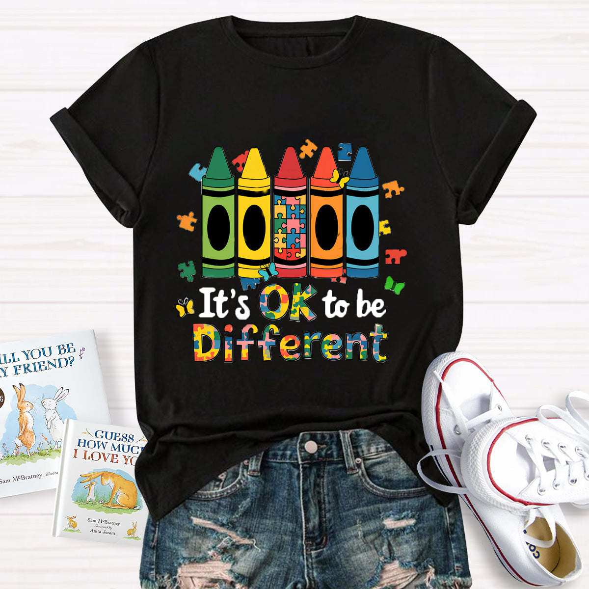It's Ok To Be Different Colored Crayons T-Shirt
