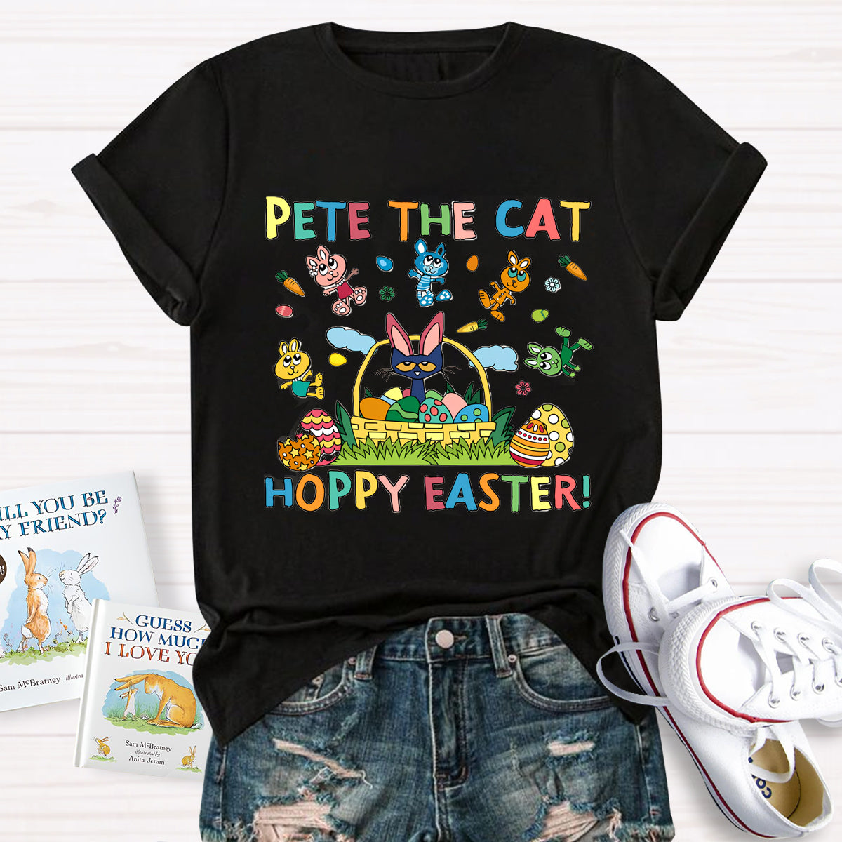Pet The Cat Hoppy Easter Teacher T-Shirt