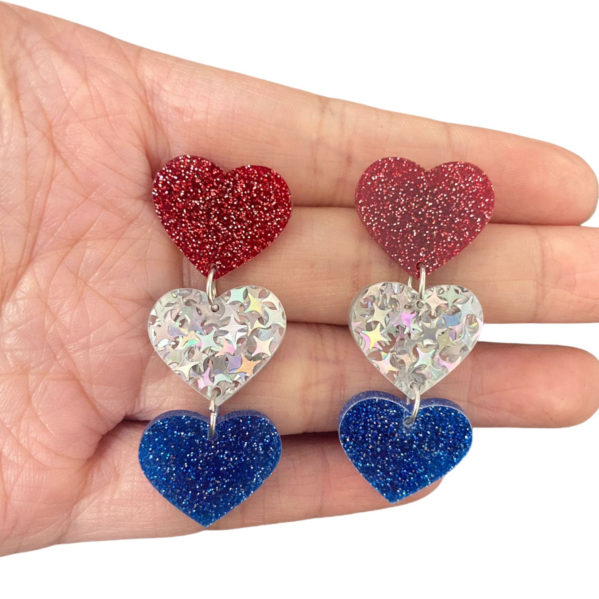 Independence Day Striped Heart Earrings
