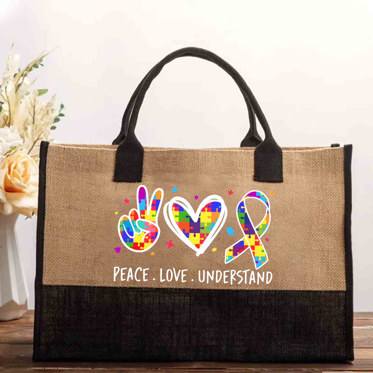 Peace Love Understand Cotton Tote Bag