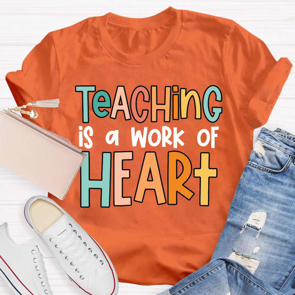 Teaching Is A Work For Heart Teacher T-Shirt