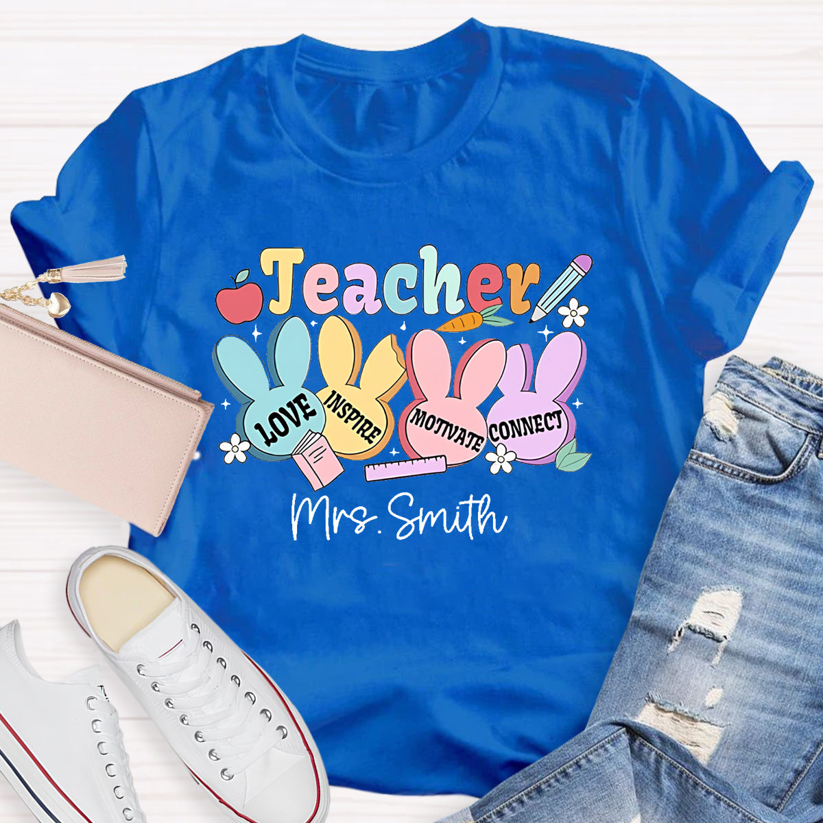 Personalized Name Teacher Love Inspire T-Shirt