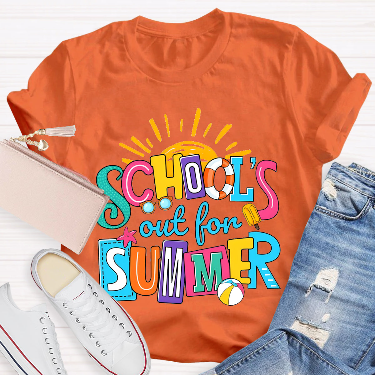 Schools Out For Summer Sun Teacher T-Shirt