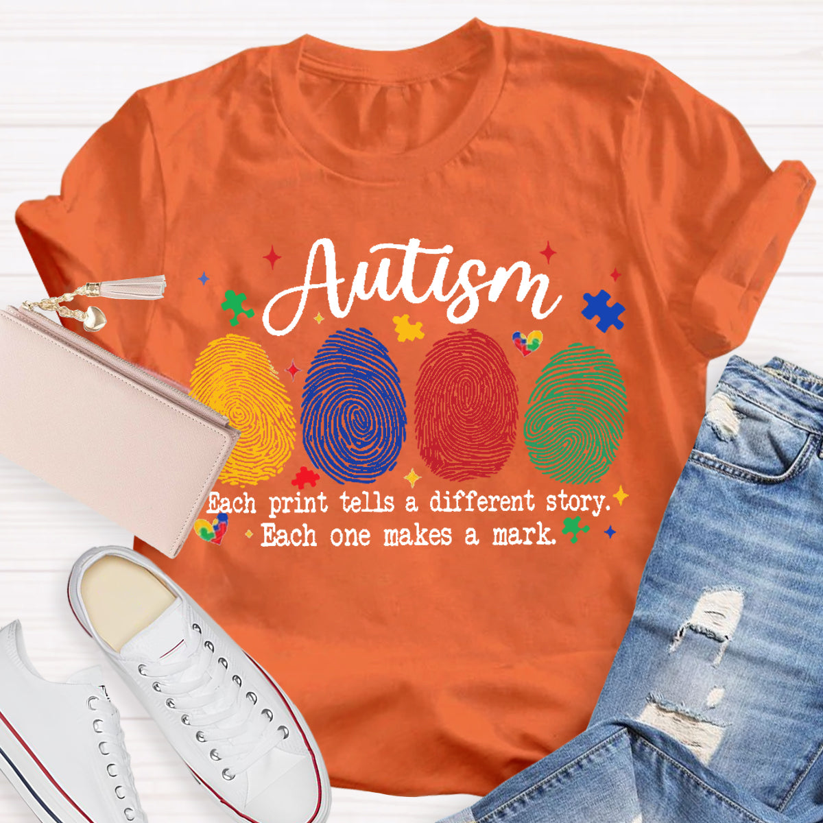 Autism Each One Makes A Mark Teacher T-Shirt