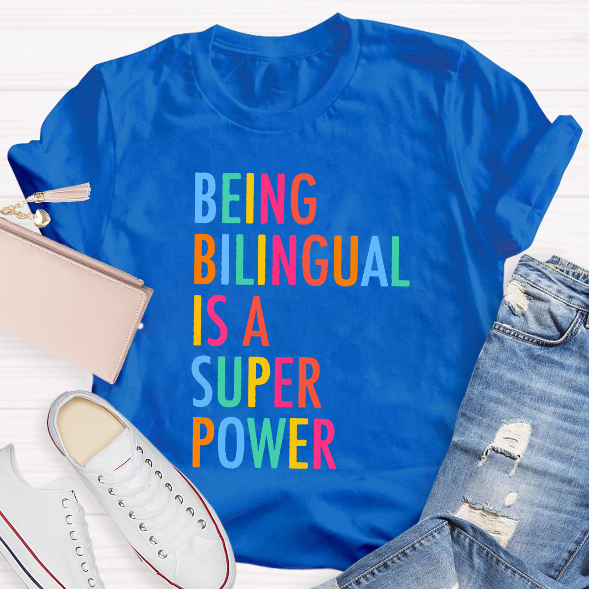 Being Bilingual Is A Super Power Teacher T-Shirt