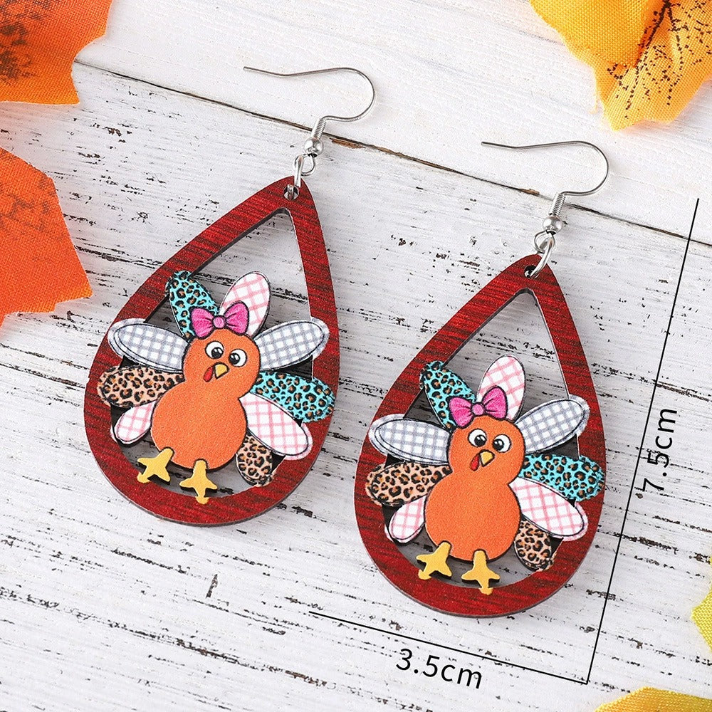 Autumn Harvest Thanksgiving Cute Turkey Earrings