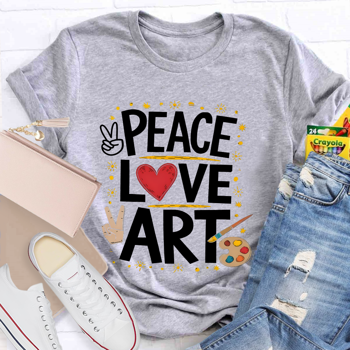 Peace Love Art Teacher T-Shirt