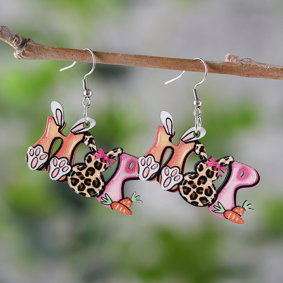 Easter Bunny Dwarf Carrot Easter Egg Heart Earrings