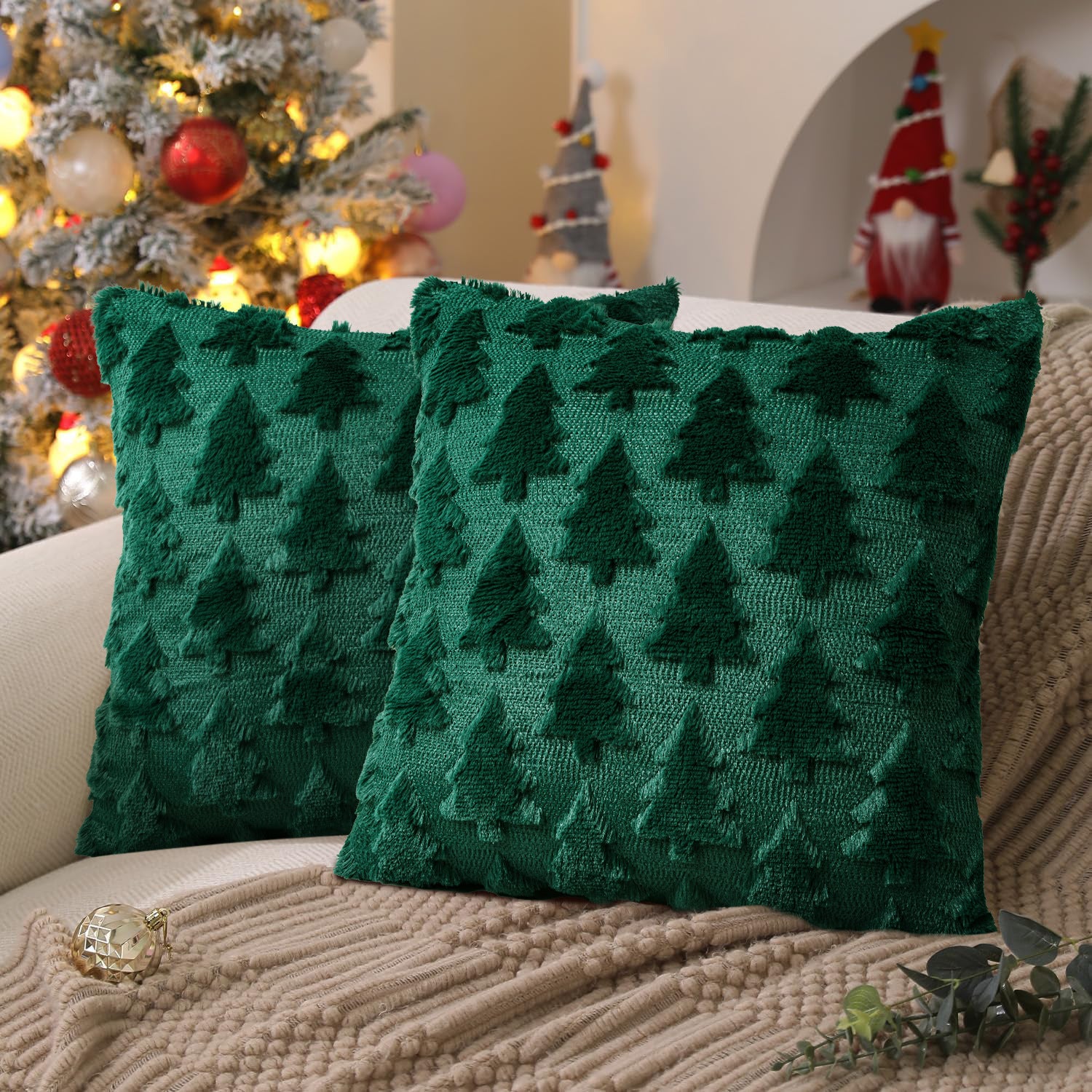 Christmas Pillow Solid Color Quilted Plush Pillowcase