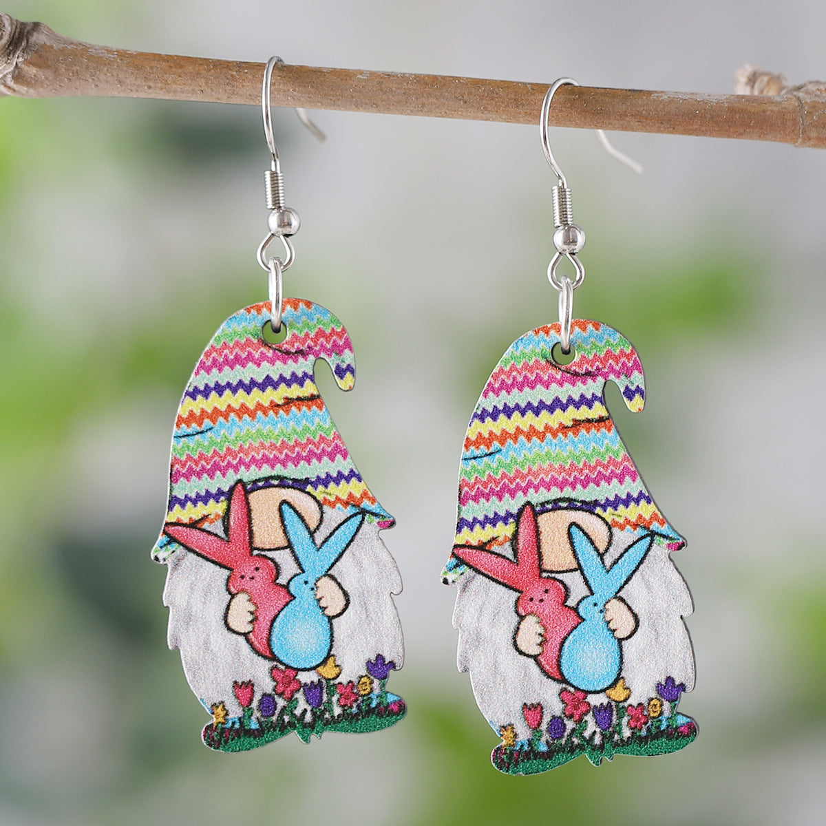 Easter Bunny Dwarf Carrot Easter Egg Heart Earrings