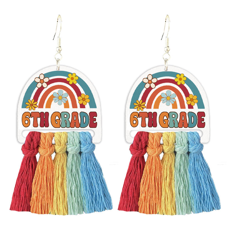 Teacher's colorful tassel earrings