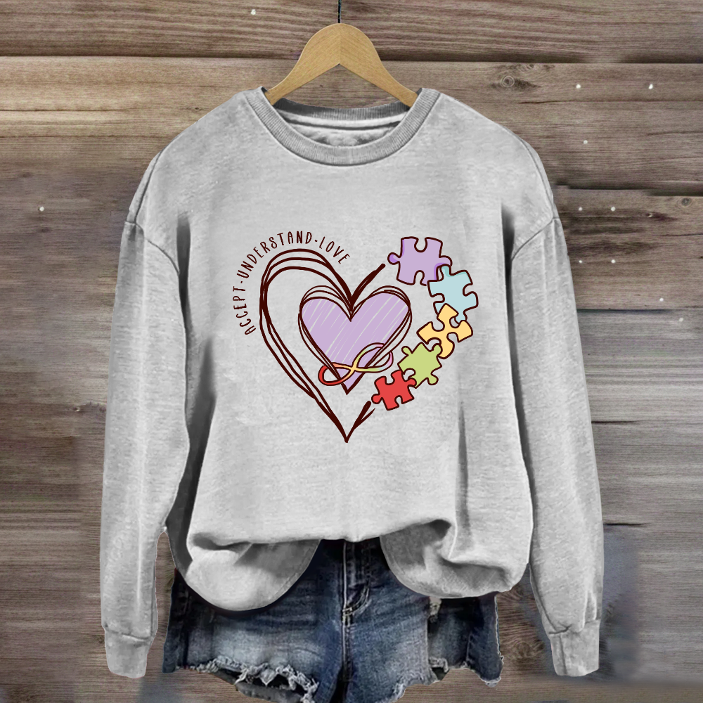 Accept Understand Love Puzzle Heart Sweatshirt