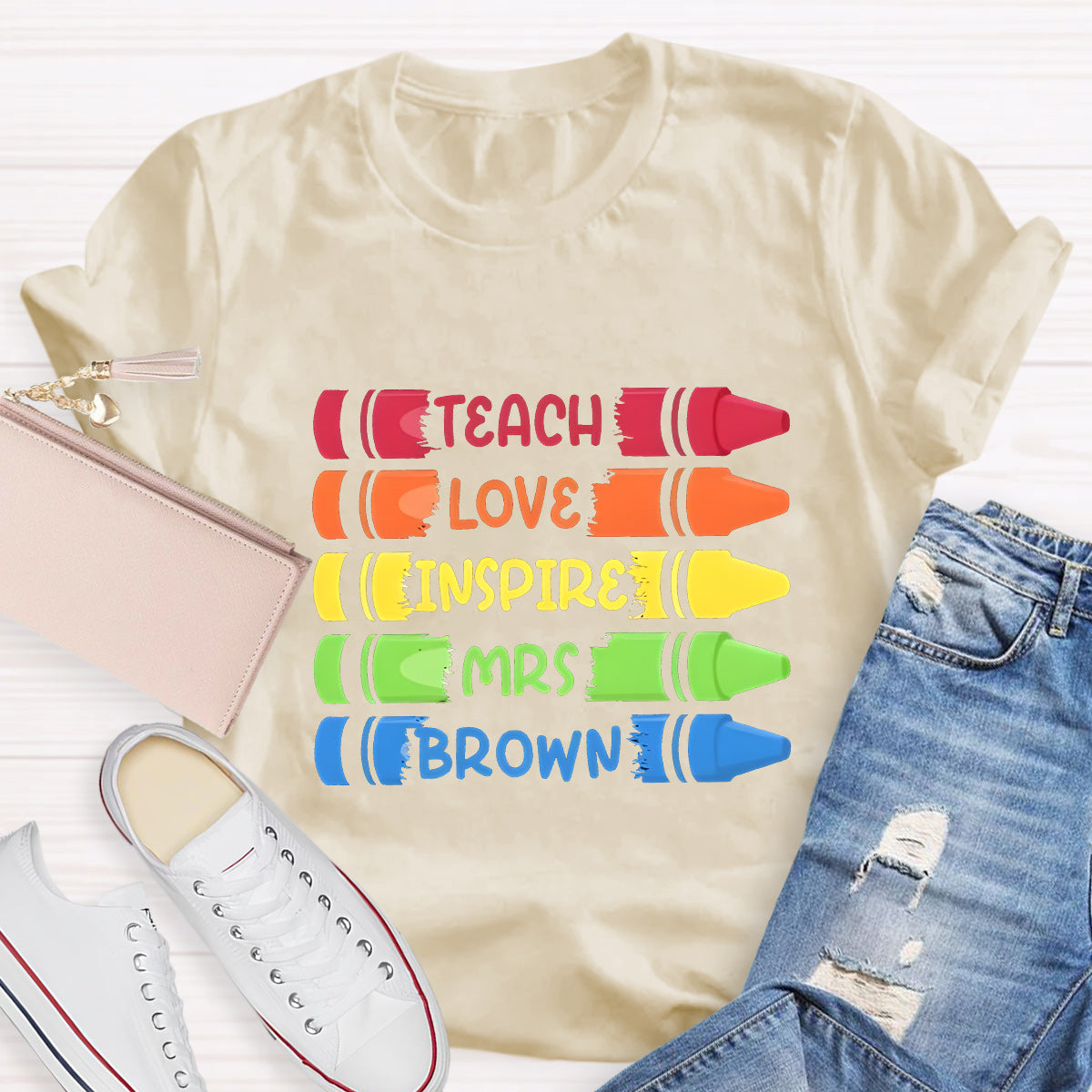 Personalized Name Teach Love Teacher T-Shirt