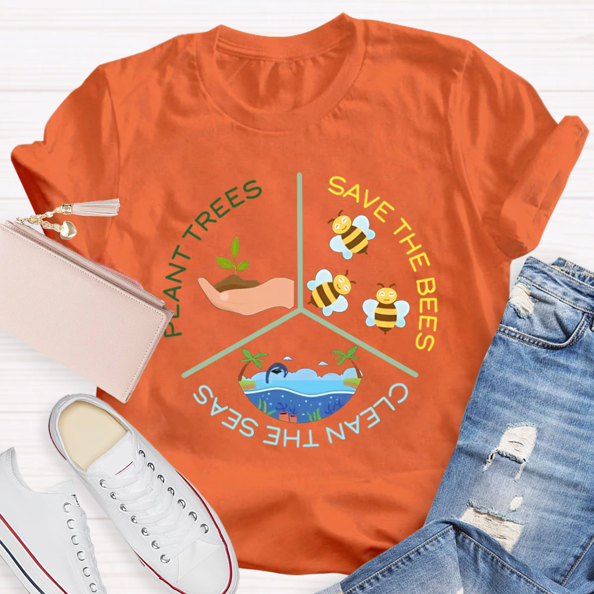 Save The Bees Plant Trees Teacher T-Shirt