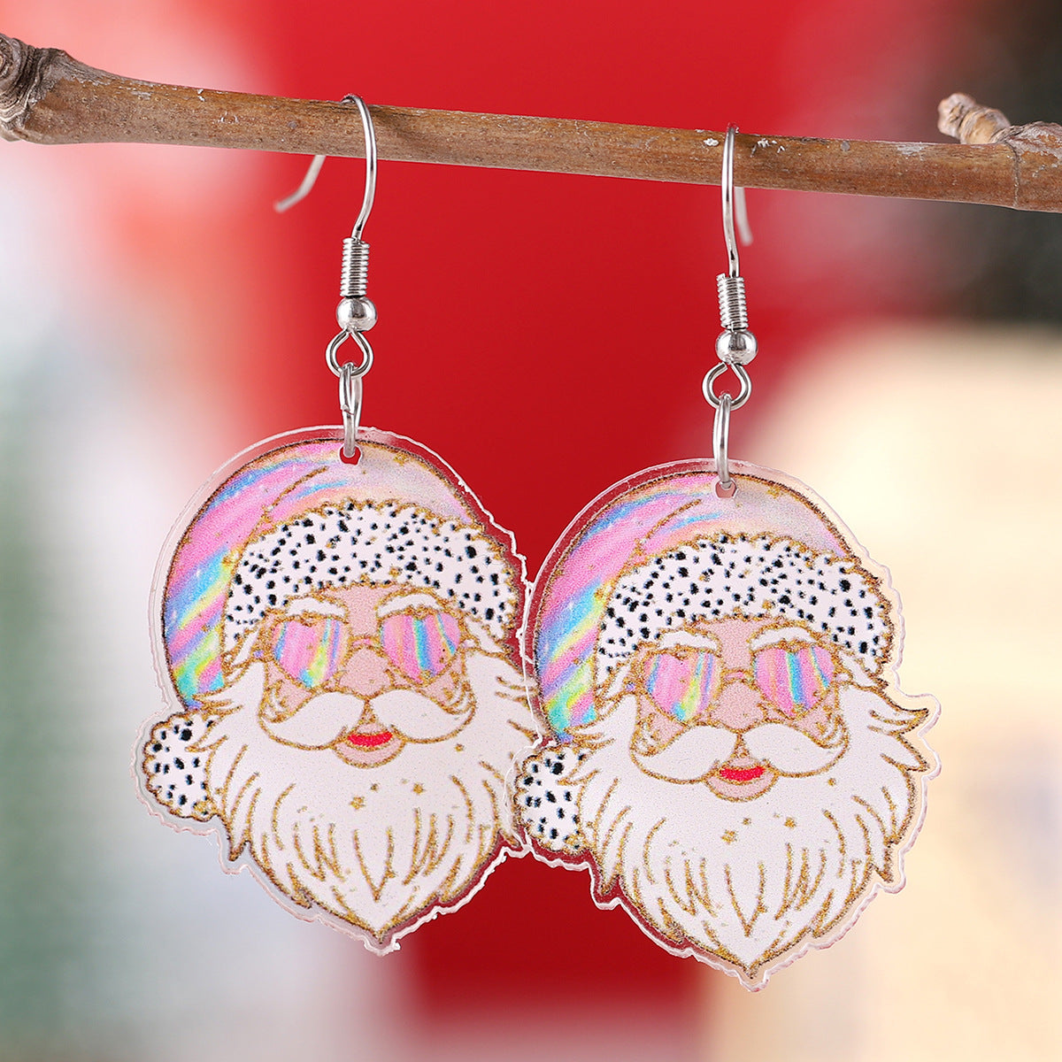 Love Heart Sunglasses Funny Leopard Print Santa Claus Pendant