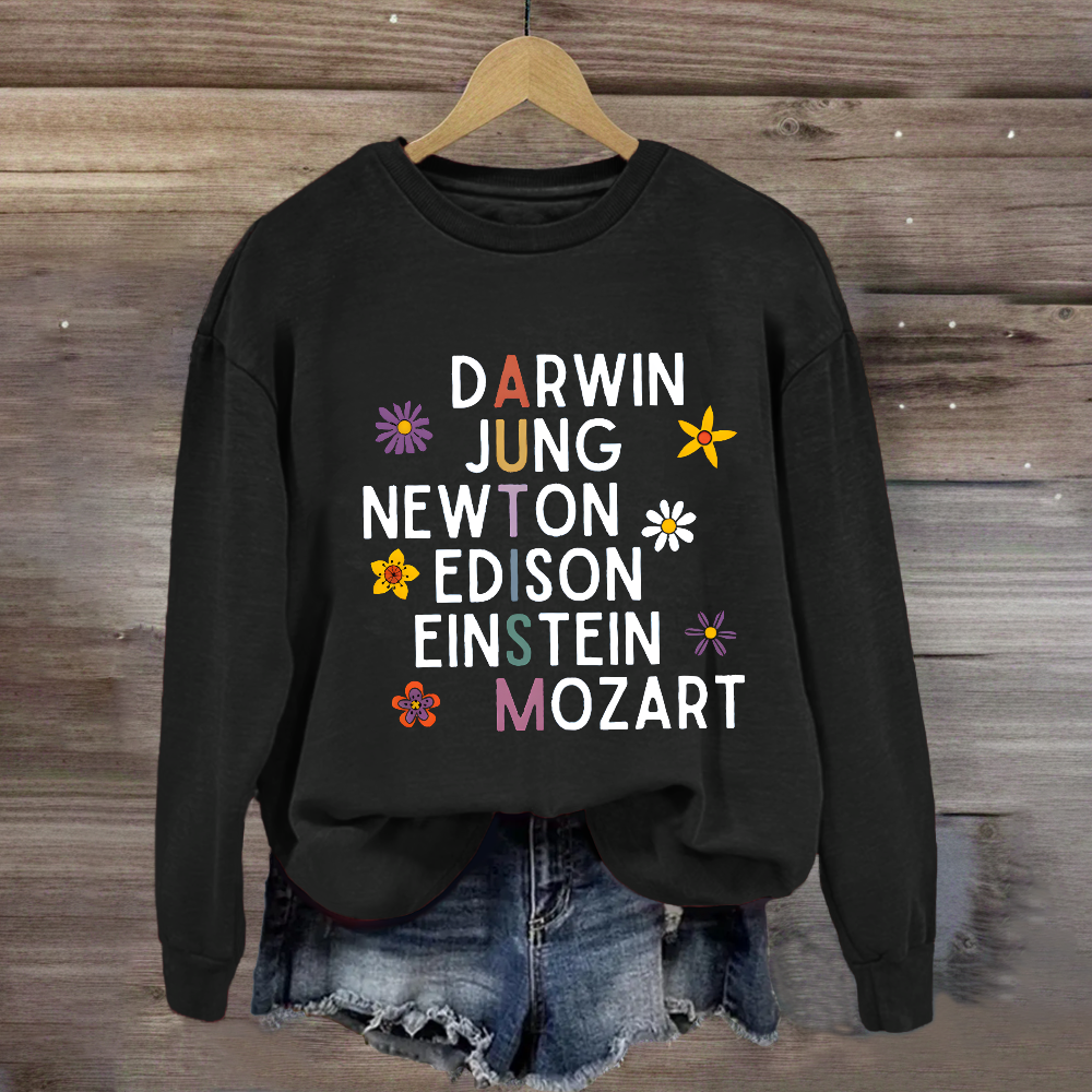 Darwin Jung Newton Einstein Edison Mozart Autism Sweatshirt