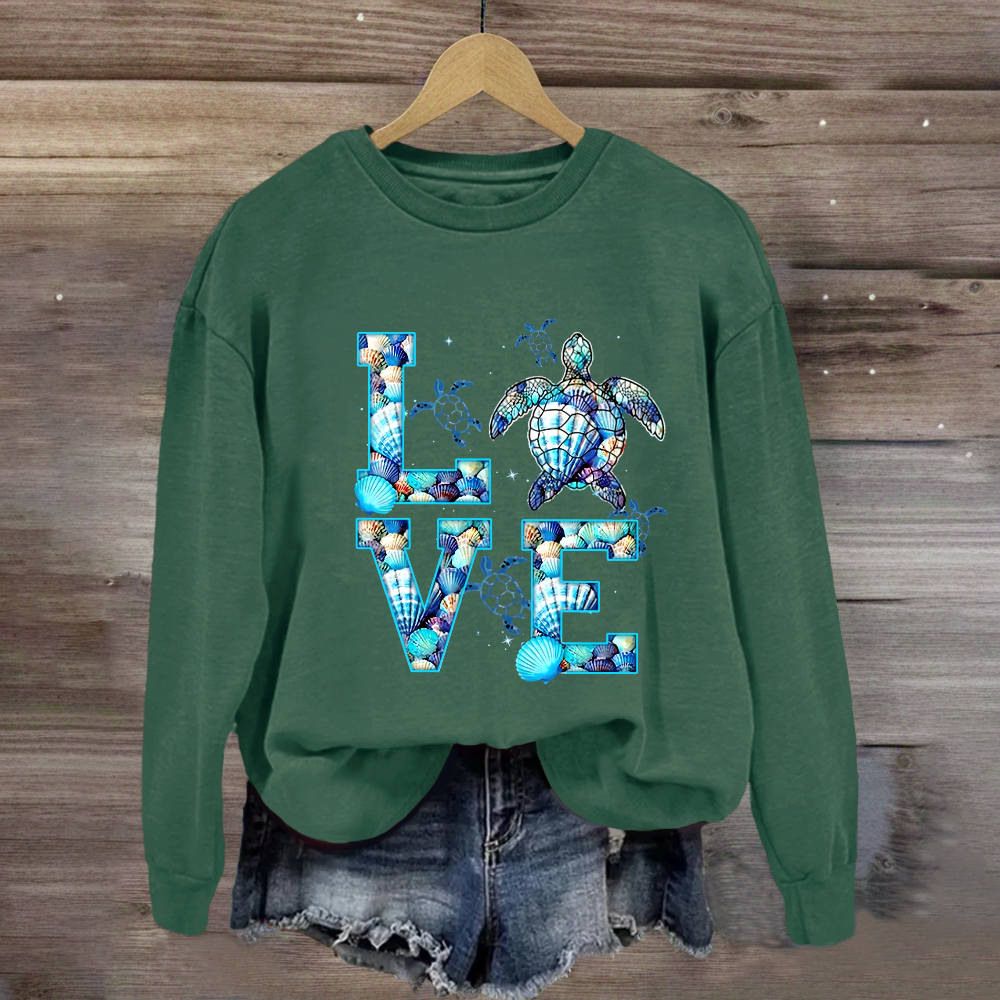 Blue Love For Sea Turtle Sweatshirt