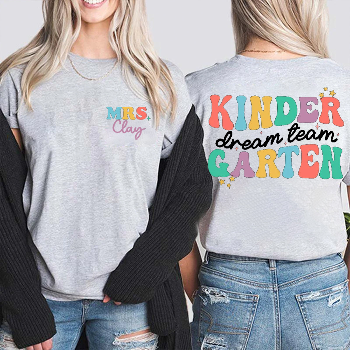 Personalized Name And Grade Dream Team Double Printed T-shirt