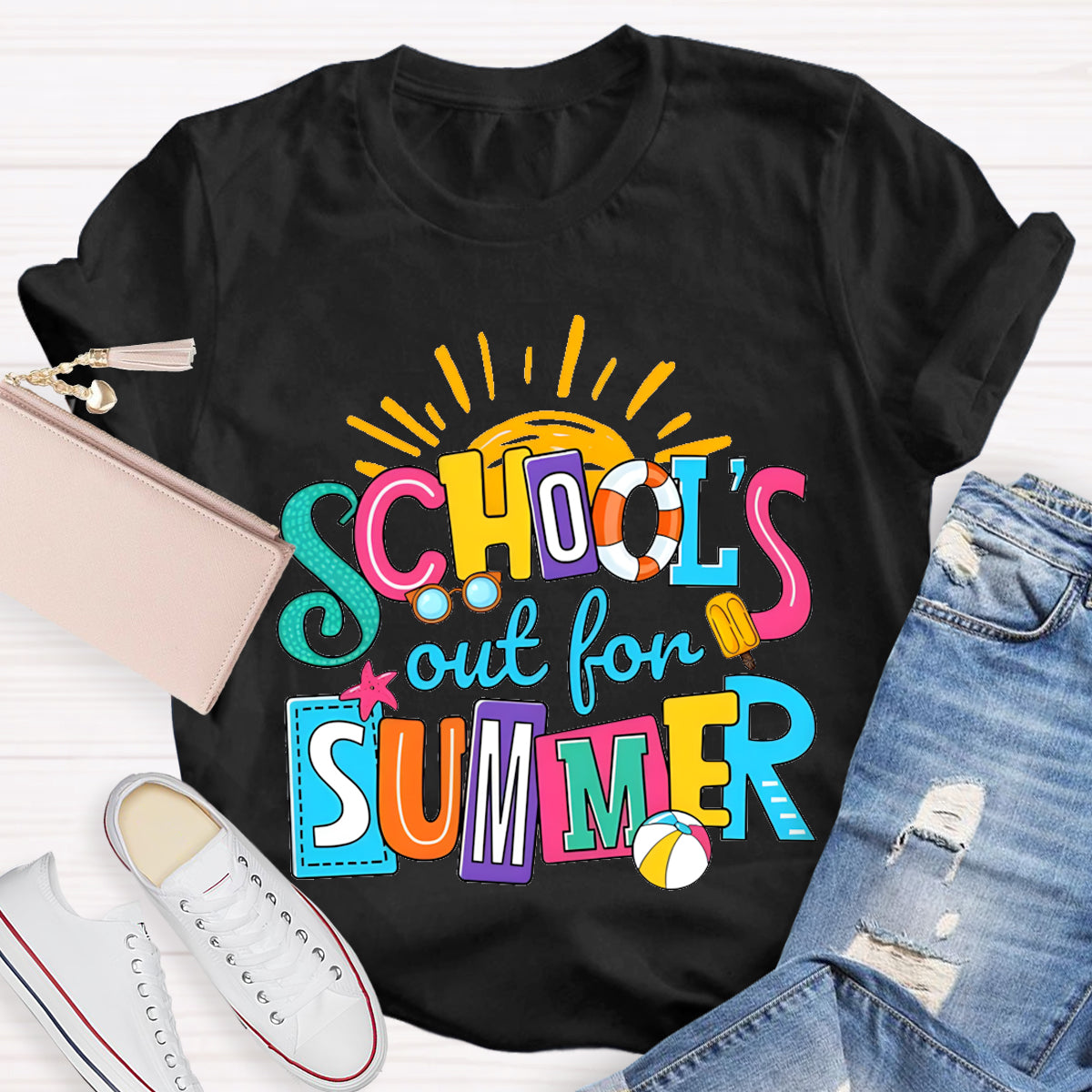Schools Out For Summer Sun Teacher T-Shirt