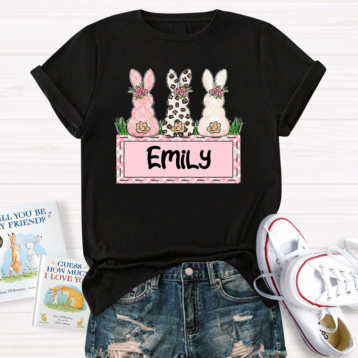Personalized Name Teacher Easter Bunny T-Shirt